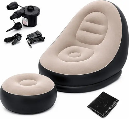 2-in-1 Inflatable Lounge Sofa & Ottoman Set